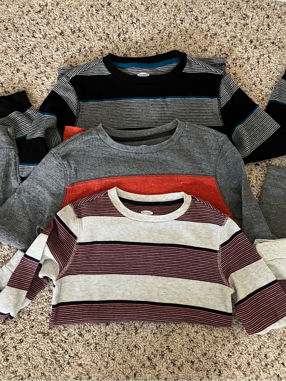 Old Navy Boys Long Sleeve Crewneck Shirt Bundle 3 Pack Medium 8 Stripes
